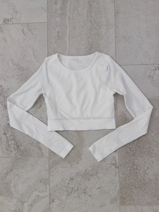 lululemon athletica Tops - Lululemon Ebb to Street Long / White Ribbed Long-Sleeve Crop Top